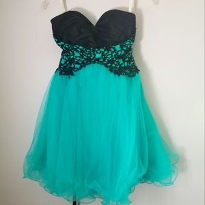 Size 4 Black and Teal Cocktail Dress